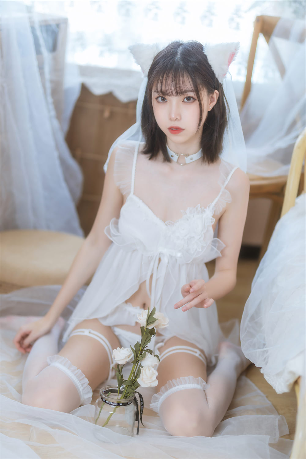 许岚LAN 少女白色裙1