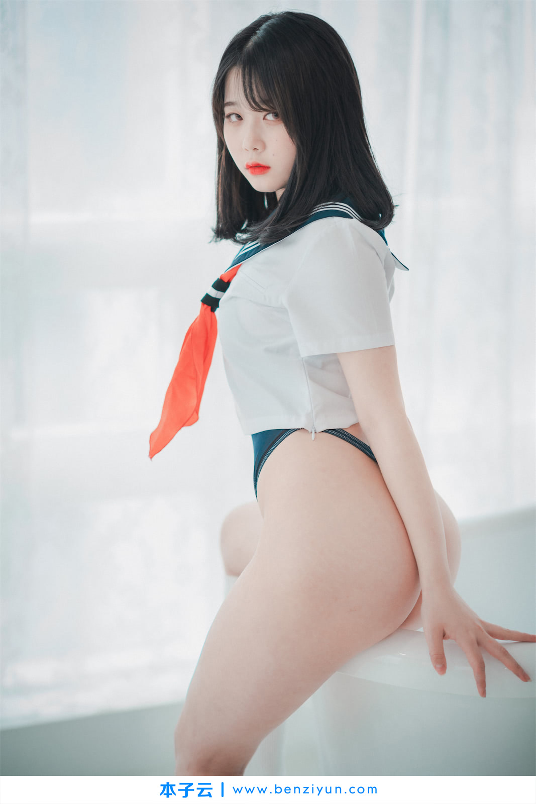 Zia지아 连体水手服泳装1