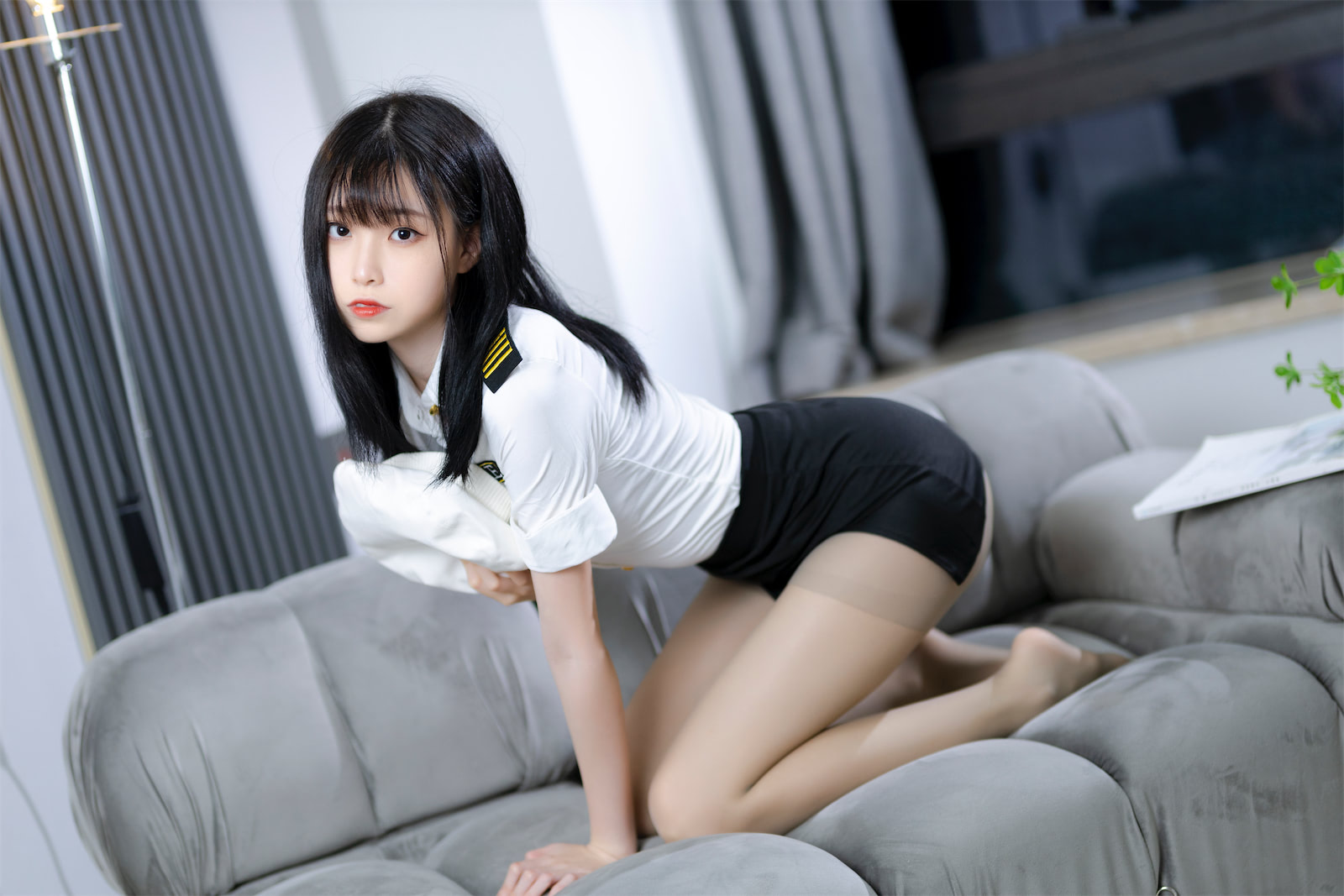 许岚LAN 灰丝制服1