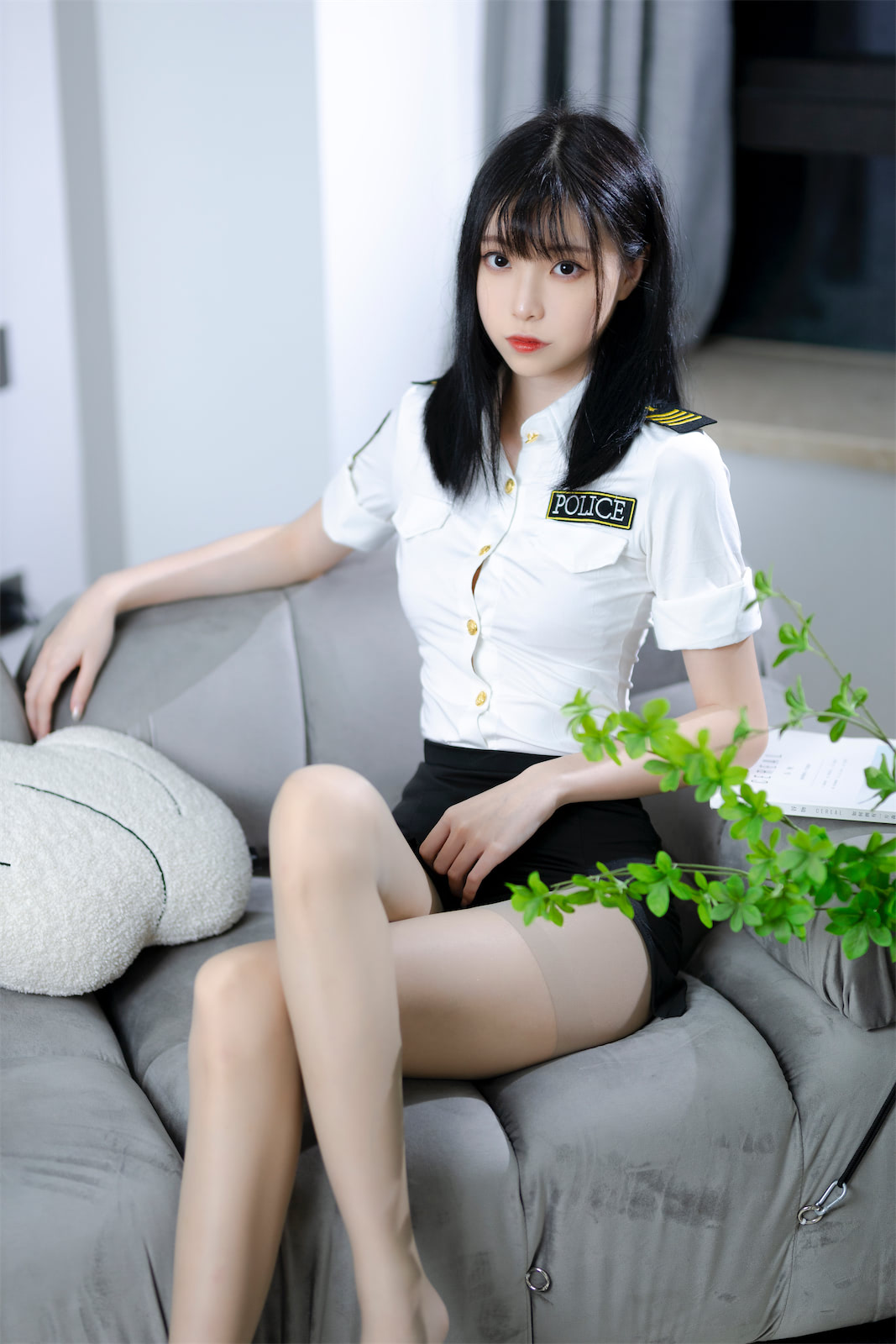 许岚LAN 灰丝制服2