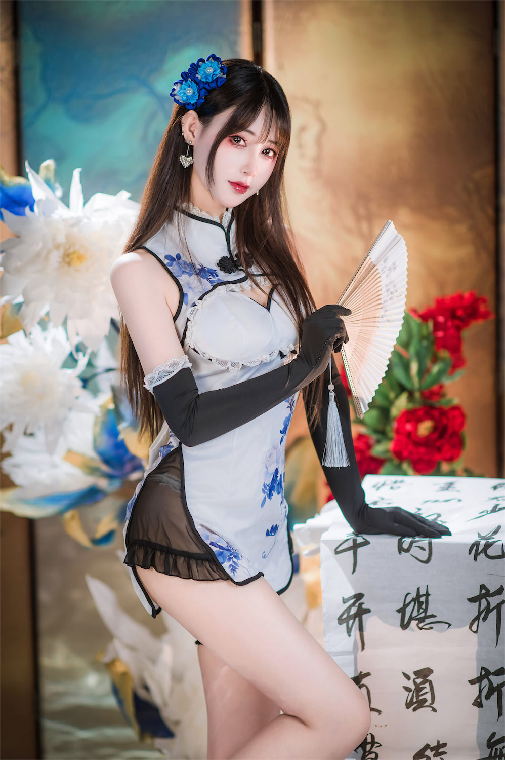羽生三未 瓶儿青花瓷旗袍5
