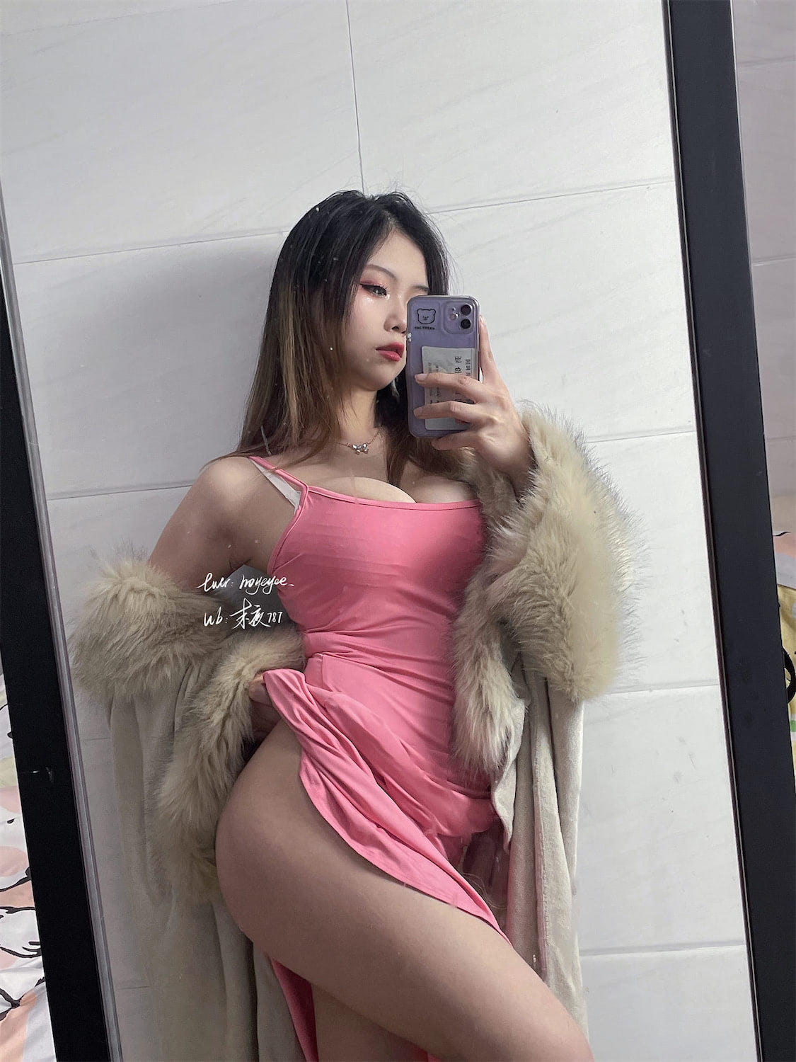 末夜787 粉色裙子白色私房妖妃自拍1