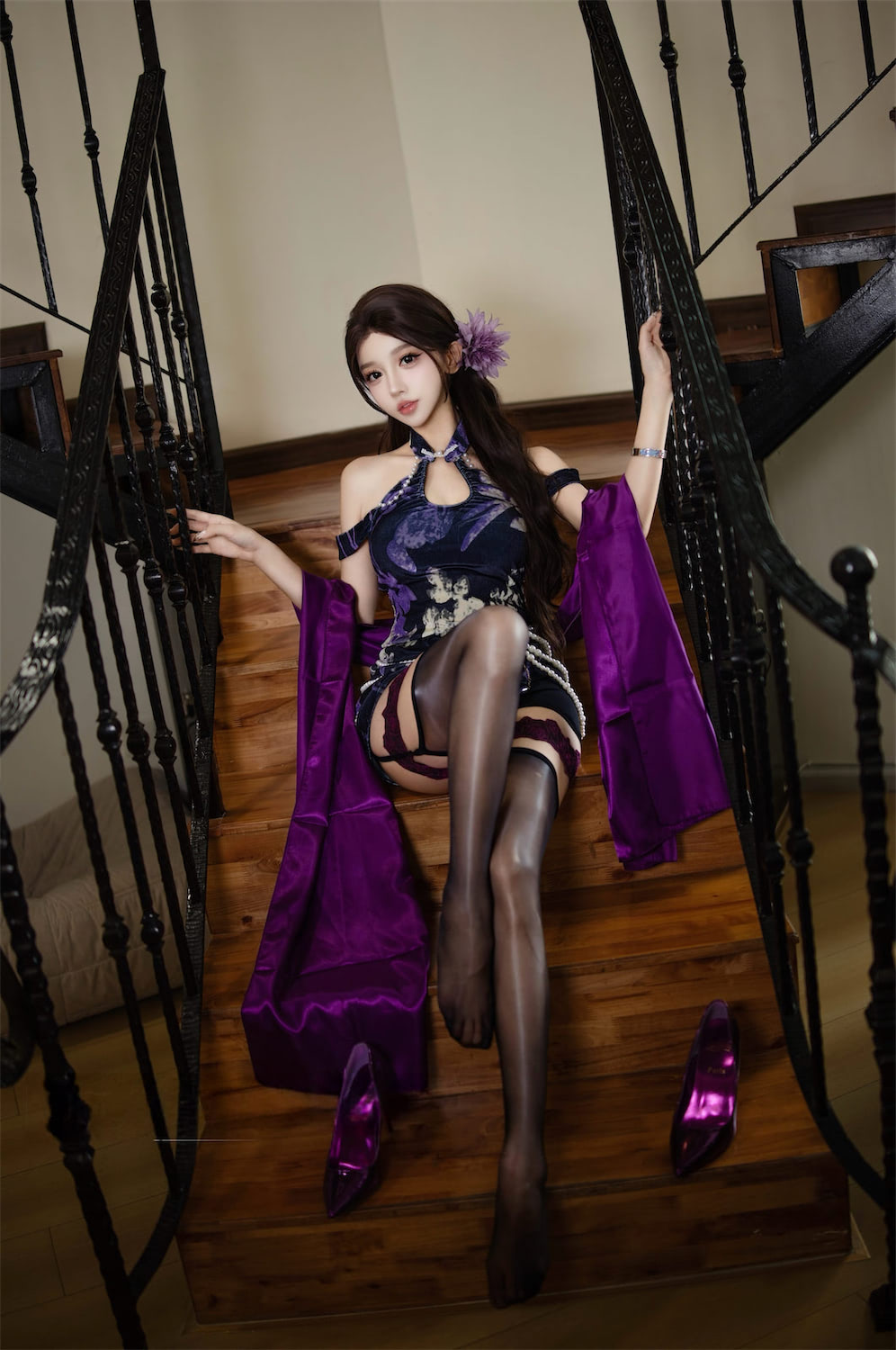 过期米线线喵 紫韵旗袍1