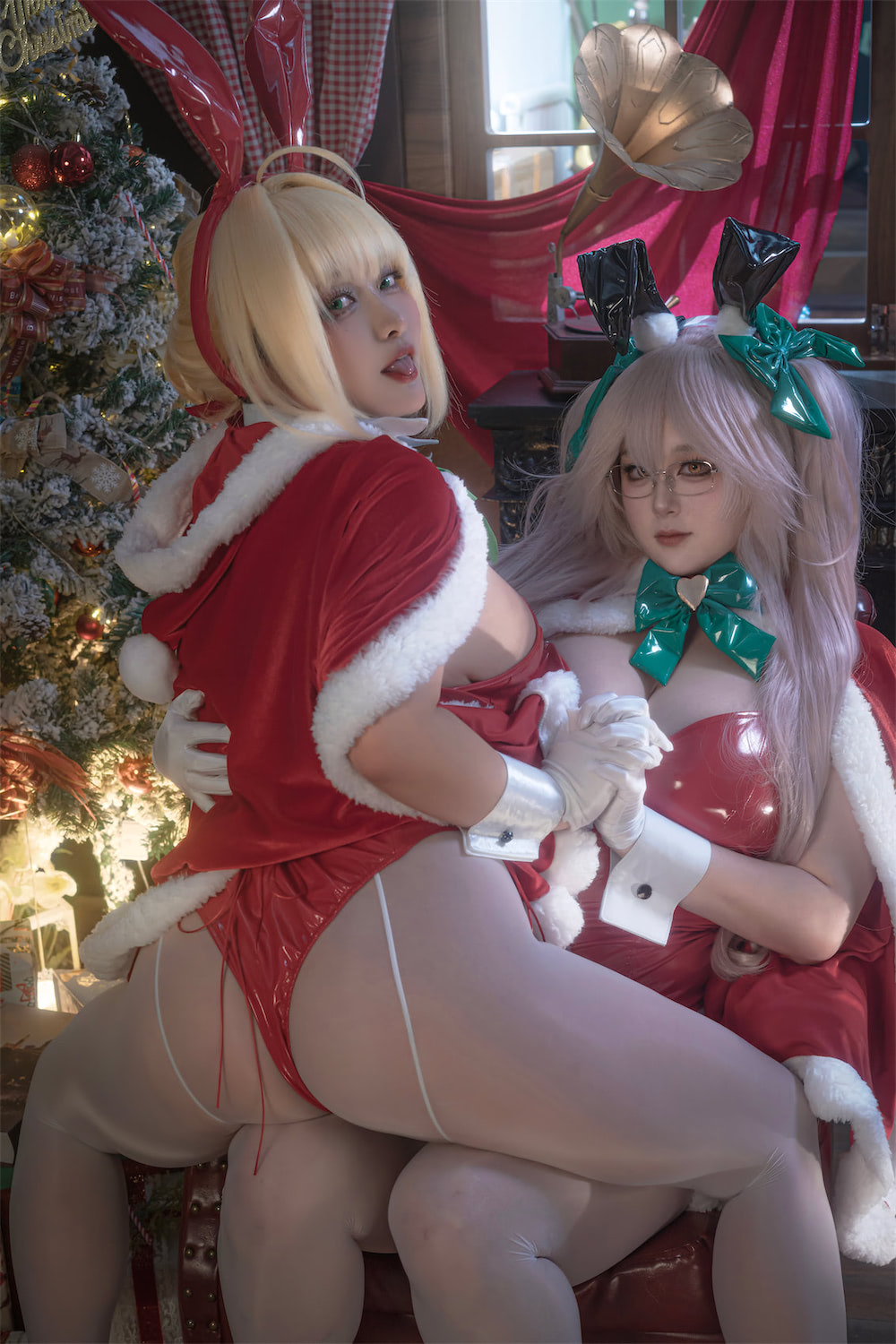 洛璃LoLiSAMA&奈良桔桔 圣诞尼禄&玉藻前双人兔女郎9