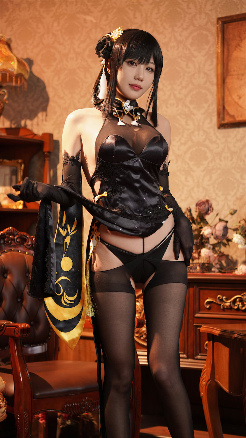 无影喵喵Ghost 镇海黑色旗袍4