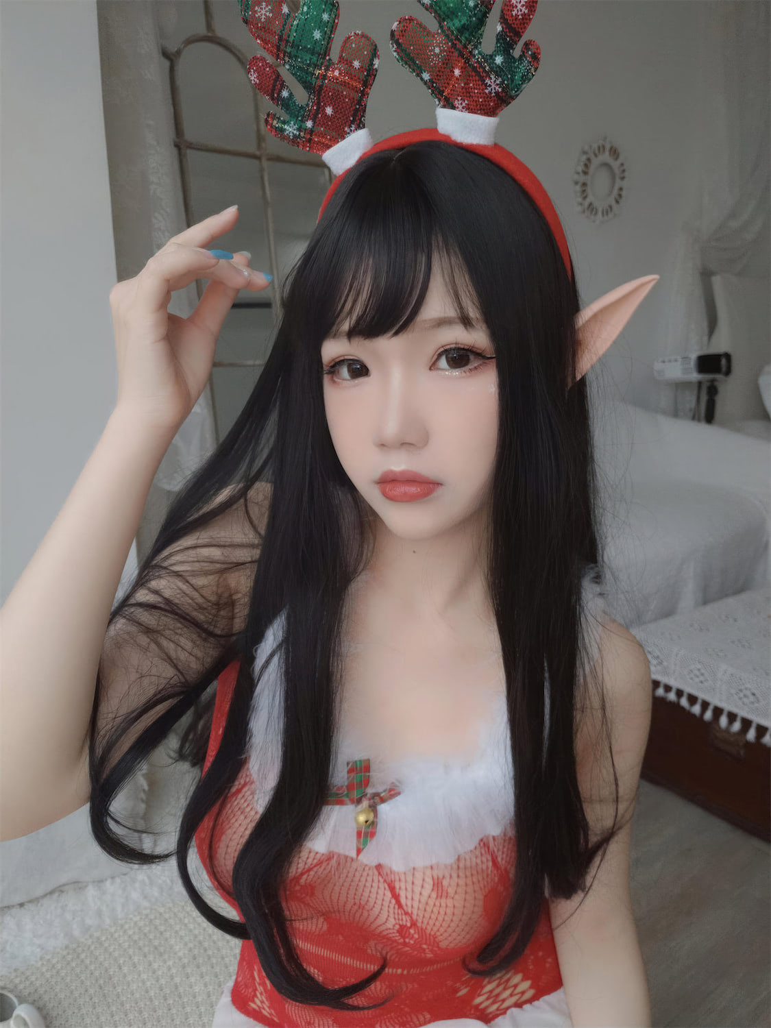 雪晴Astra 圣诞节麋鹿自拍1