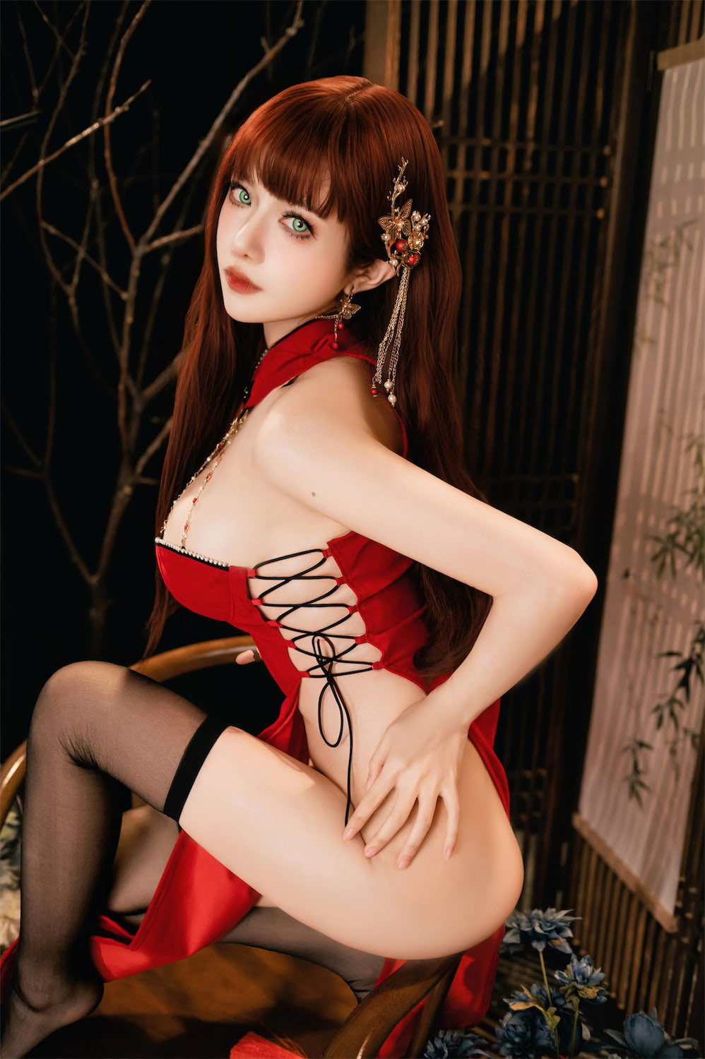 Shika小鹿鹿 新年红旗袍16