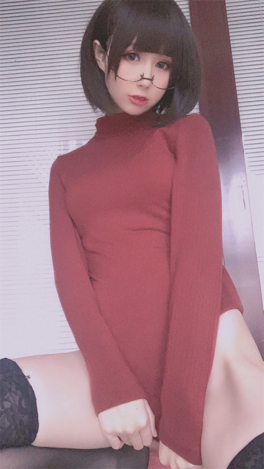 西园寺南歌 红色毛衣9